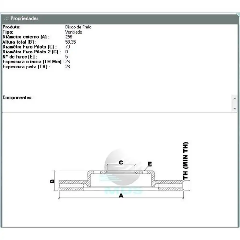 DISCO FREIO DIANTEIRO OMEGA 3.0 6CIL 1993 A 1998 VENTILADO
