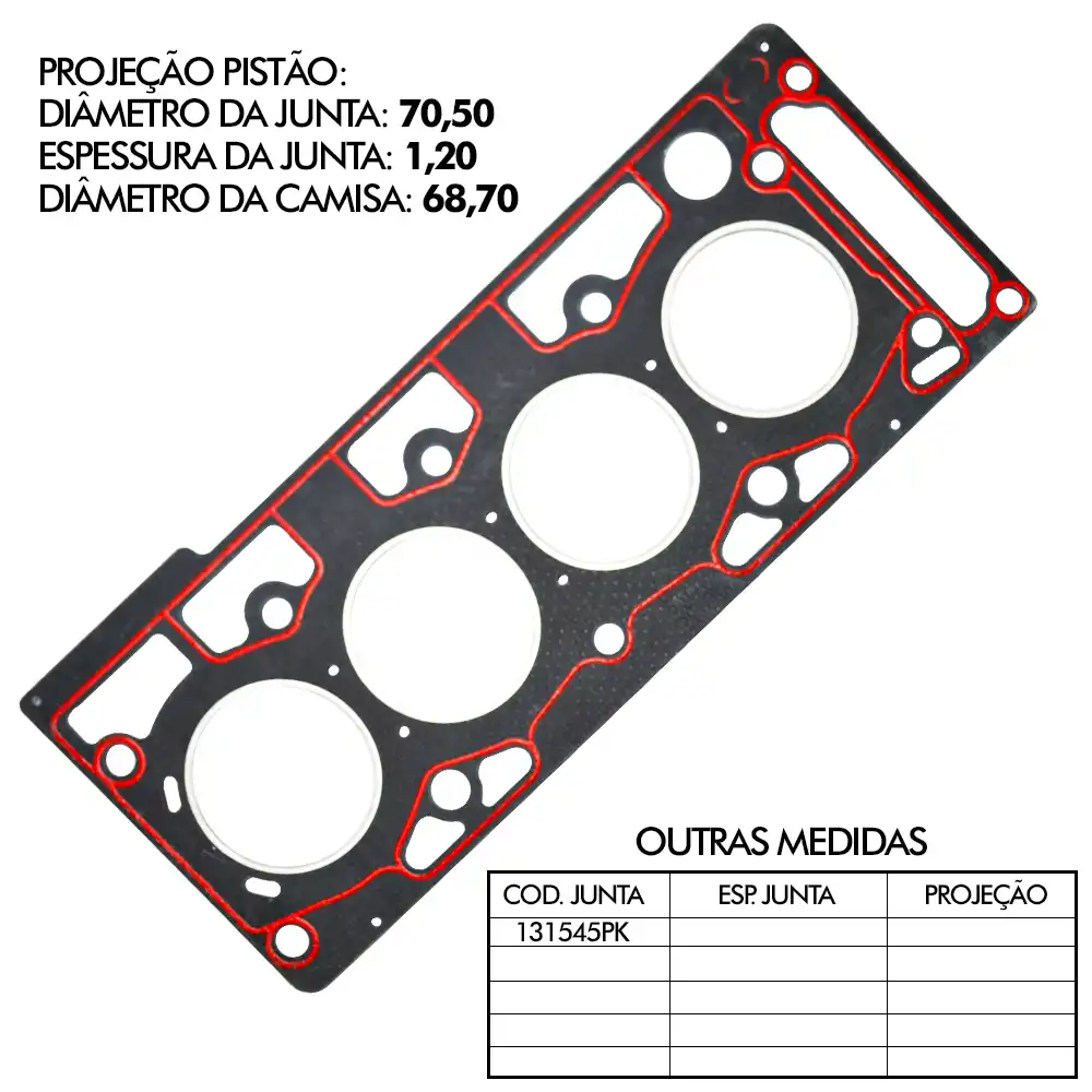 JUNTA CABECOTE FIESTA 1.0 8V ZETEC ROCAM 2000 A 2014 FIBRA
