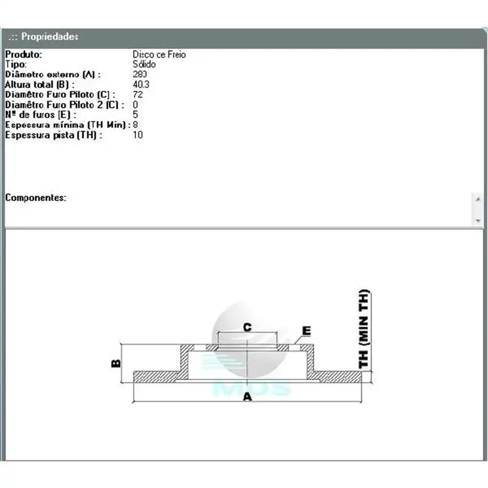 DISCO FREIO TRAS FUSION 2006 A 2012 SOLIDO SEM CUBO