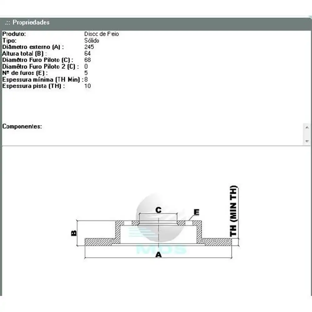 DISCO FREIO TRAS PASSAT VARIANT 1.8 20V 1997 A 2004