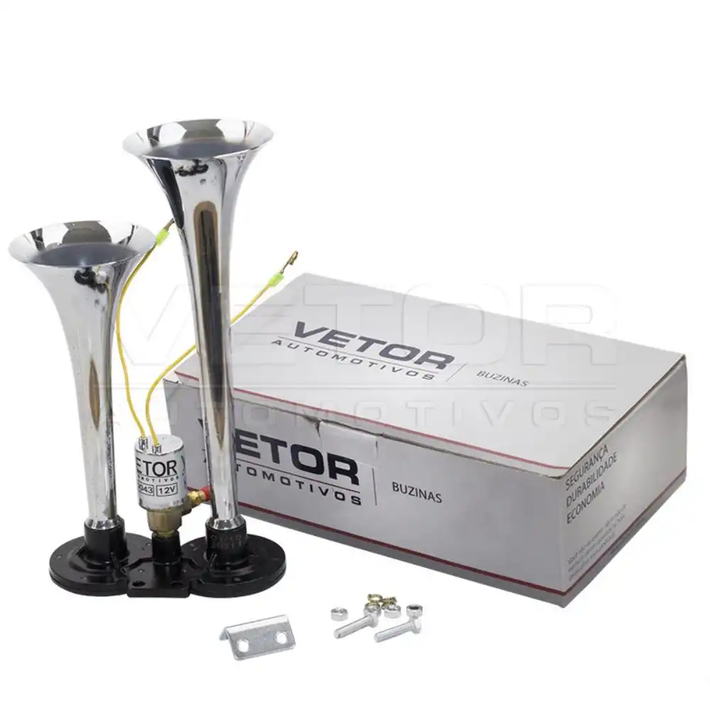 BUZINA CORNETA (DUPLA) S/RELE C/2 POLOS