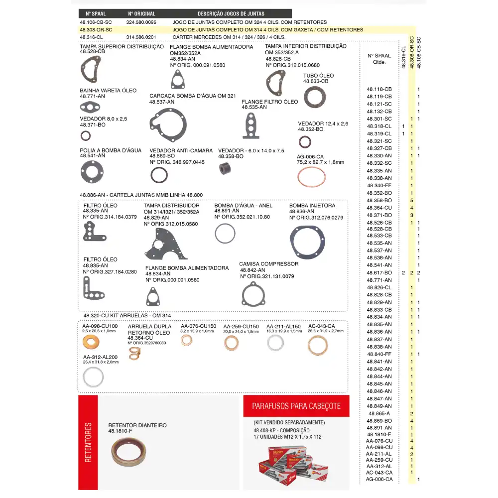 JUNTA MOTOR MERCEDES BENZ L2013 DIESEL 1981 A 1989 OM352