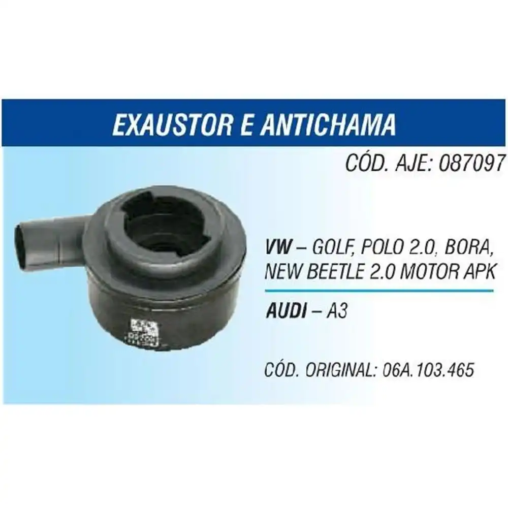 VALVULA ANTI CHAMA GOLF 1.6 SR /00 GOLF 2.0 00/ BORA 2.0 POL
