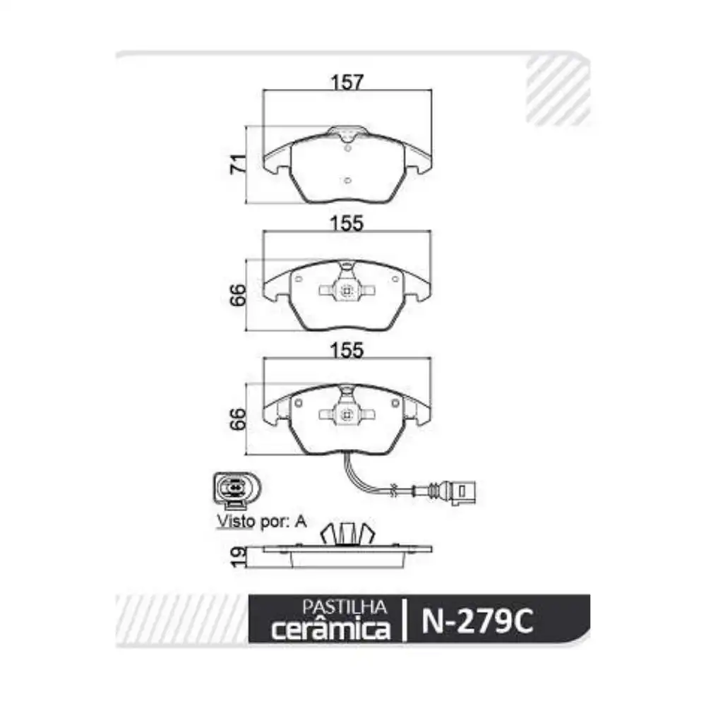 PASTILHA FREIO DIANTEIRA AUDI A3 1.6 1.9 2.0 3.2 V6 2003/ CE