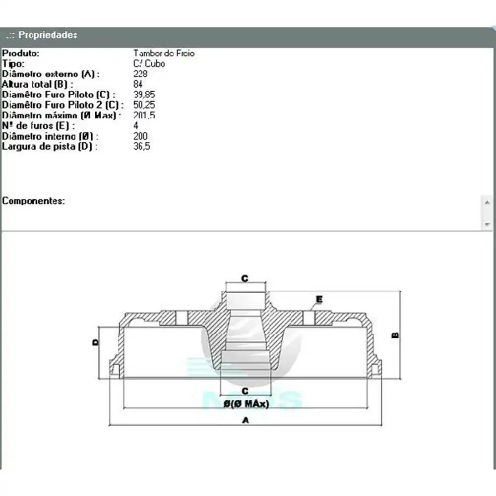 TAMBOR FREIO TRASEIRO CORSA 1994 A 2001 COM CUBO