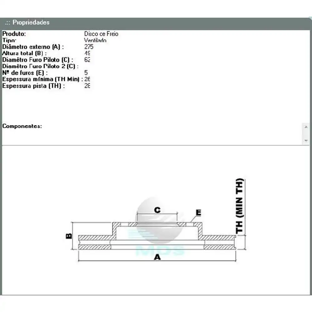 DISCO FREIO DIANTEIRO CAMRY 1993 A 2006 VENTILADO