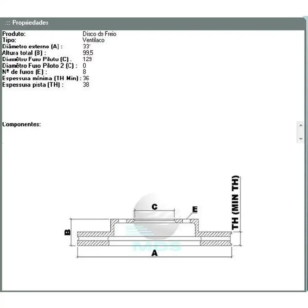 DISCO FREIO DIANTEIRO F-250 1999/ VENTILADO