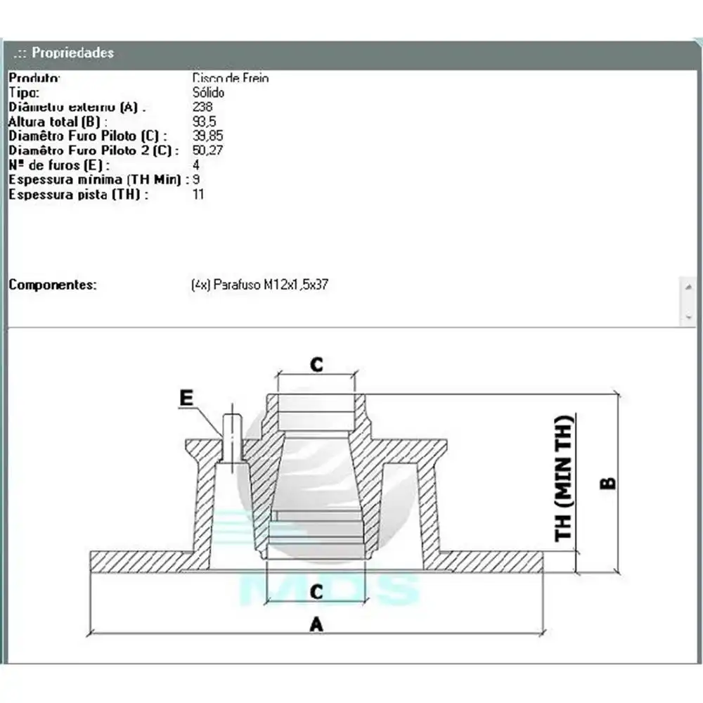 DISCO FREIO DIANTEIRO CHEVETTE 1981 A 1996 SOLIDO
