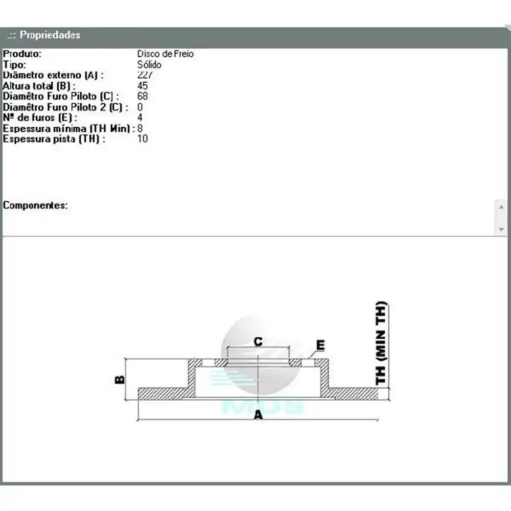 DISCO FREIO DIANTEIRO FIAT 147 1977 A 1988 SOLIDO