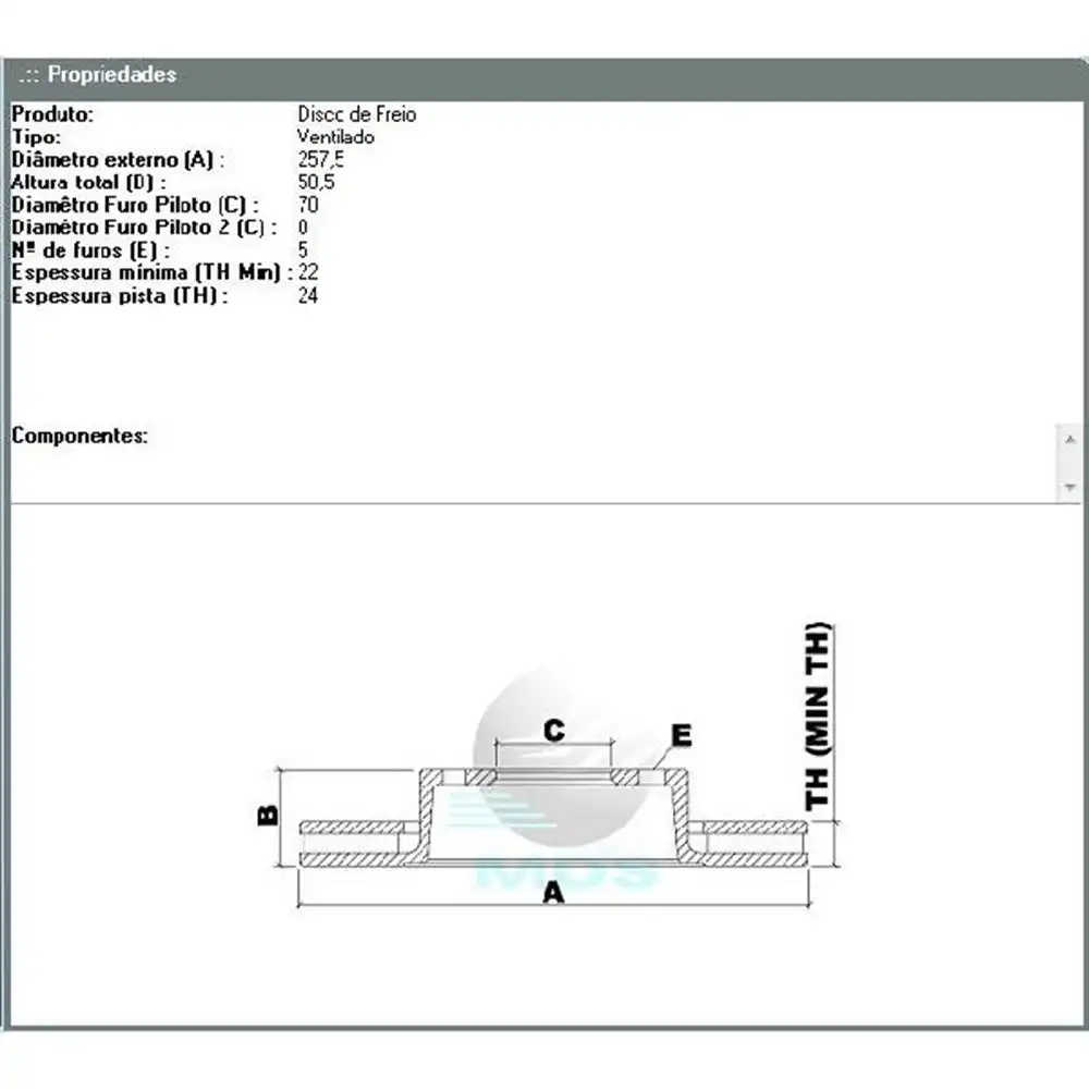 DISCO FREIO DIANTEIRO OMEGA 2.0 4CIL 1992 A 1995 VENTILADO