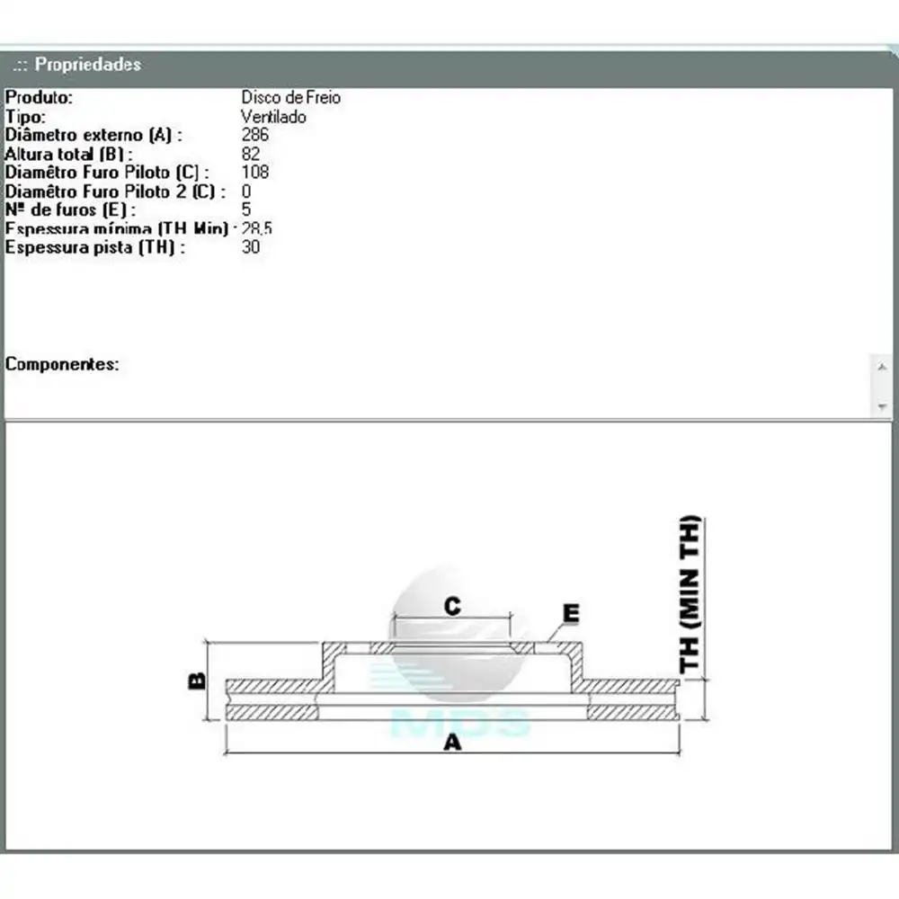DISCO FREIO DIANTEIRO F-1000 1993 A 1998 VENTILADO