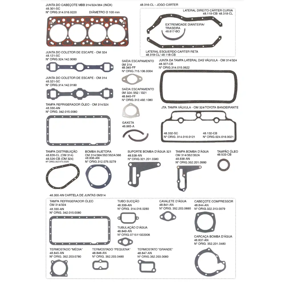 JUNTA MOTOR MERCEDES BENZ L2013 DIESEL 1981 A 1989 OM352