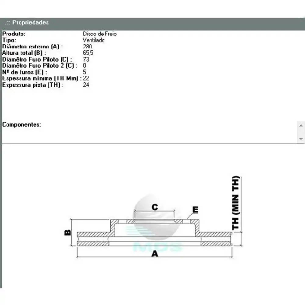DISCO FREIO DIANTEIRO FIAT DUCATO 2.3 2010/ ARO 15 VENTILADO