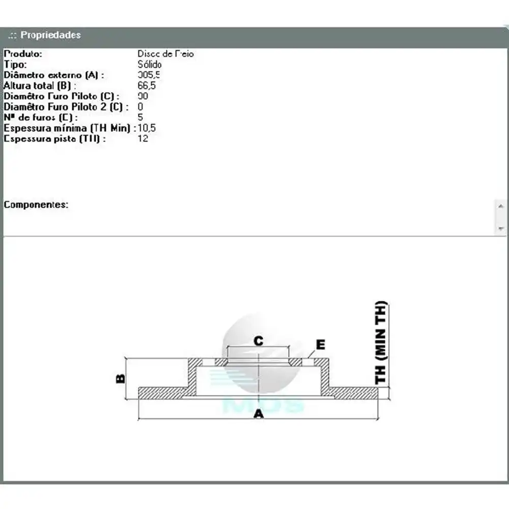 DISCO FREIO TRAS RENAULT MASTER 2.5 2.8 00/12 SOLIDO
