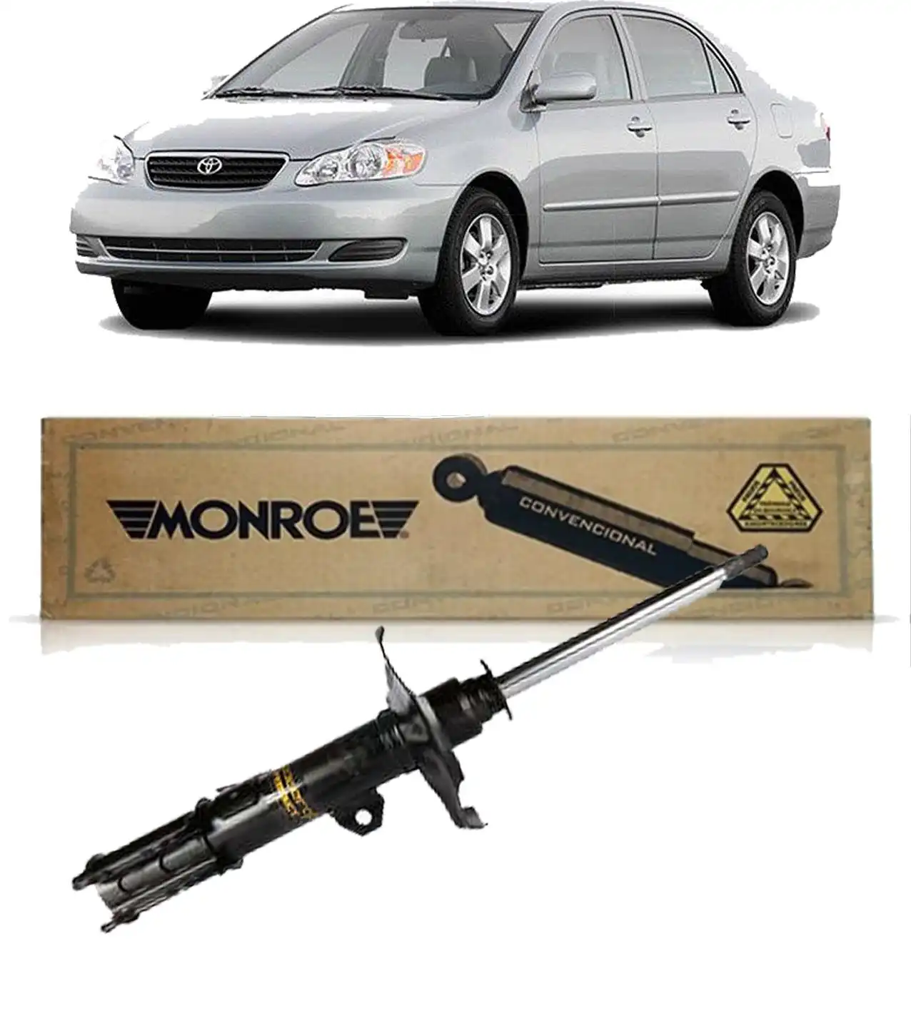 AMORTECEDOR DIANTEIRO TOYOTA COROLLA 2002 A 2008 ESQUERDO