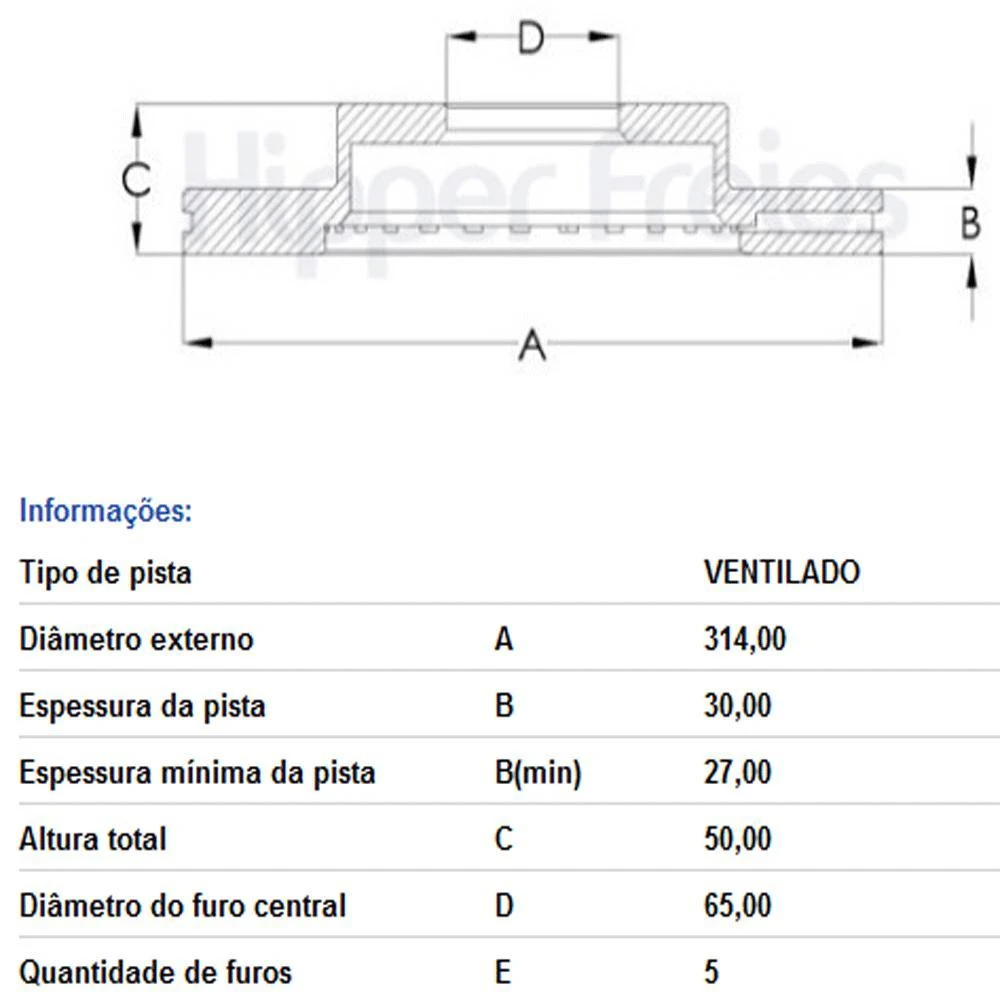 DISCO FREIO DIANTEIRO TIGUAN 2.0 2018 EM DIANTE VENTILADO