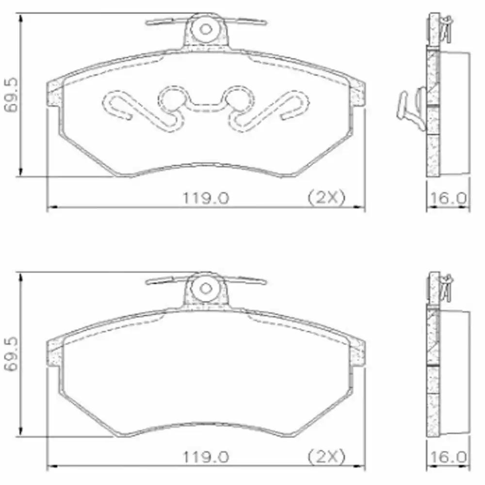 PASTILHA FREIO DIANTEIRA GOLF 1.8 2.0 1995/ 11MM 2 MOLAS