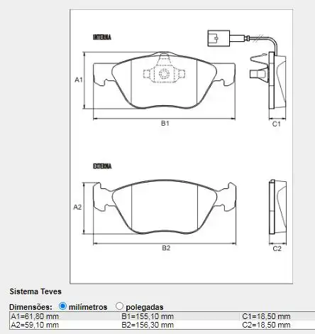 PASTILHA FREIO DIANTEIRA FIAT BRAVO 1.8 16V 2011/ SISTEMA TE