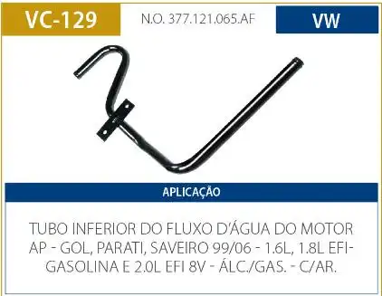 TUBO REFRIGERACAO MOTOR GOL G2 G3 1.6 1.8 2.0 1999 A 2006
