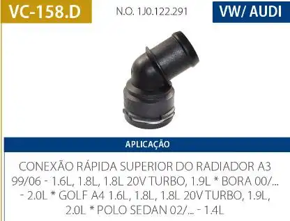 TUBO CONEXAO DAGUA GOLF 1.6 8V 2001/ - SUPERIOR RADIADOR