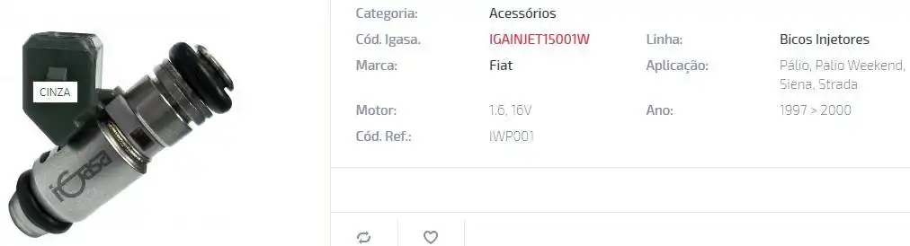 BICO INJ FIAT PALIO SIENA STRADA BRAVA 1.6 16V /01 (CINZA)