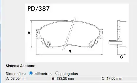PASTILHA FREIO DIANTEIRA TOYOTA COROLLA 1992 A 2001