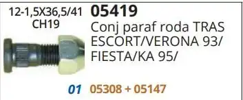 PARAFUSO RODA FIESTA KA ESCORT ZETEC FOCUS TRAS C/PORCA