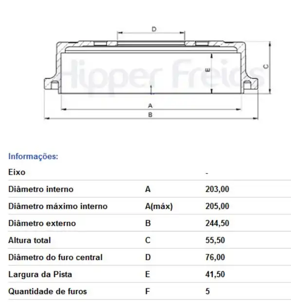TAMBOR FREIO TRASEIRO KIA SOUL 1.6 16V 2009 A 2014