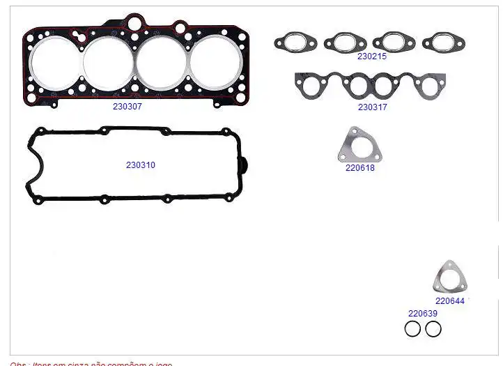 JUNTA MOTOR GOL 96/ MOTOR AP 1.6 1.8 96/ SUPERIOR S/RETENTOR