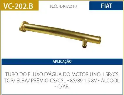 TUBO REFRIGERACAO MOTOR FIAT UNO 1.5 8V 1987 A 1989 SEM AR