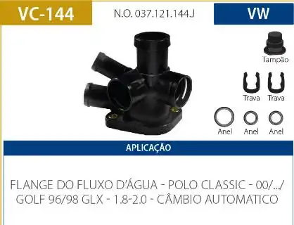 TUBO CONEXAO DAGUA CABECOTE GOLF 1.8 2.0 1996 A 1998 AUTOMAT