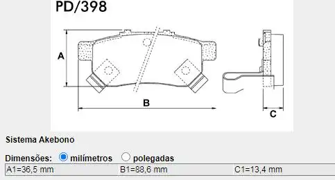 PASTILHA FREIO TRASEIRA HONDA CIVIC /2000