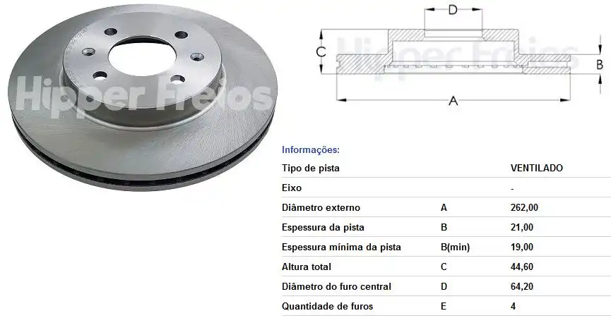 DISCO FREIO DIANTEIRO HONDA CIVIC 1.7 2001 A 2006 VENTILADO