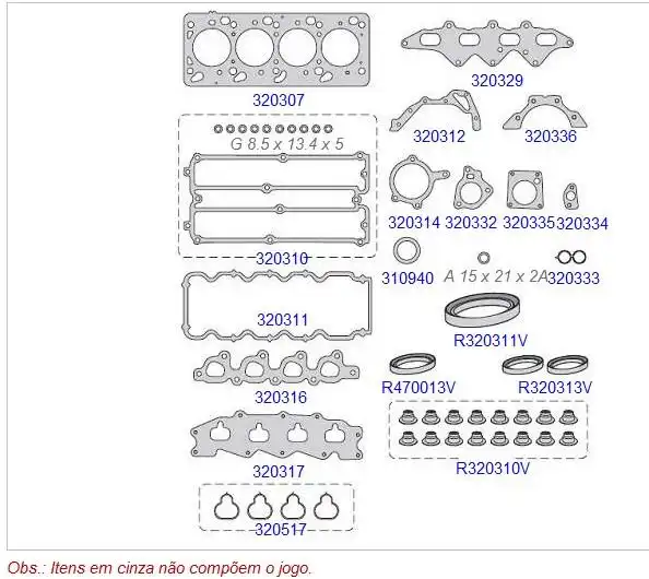 JUNTA MOTOR ESCORT ZETEC 1.8 16V 97/ SEM RETENTOR FIBRA