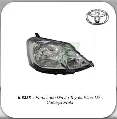 FAROL TOYOTA ETIOS 2012 A 2016 DIR (CARCACA PRETA)