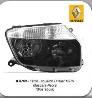 FAROL RENAULT DUSTER 2012 A 2015 ESQ MASCARA NEGRA