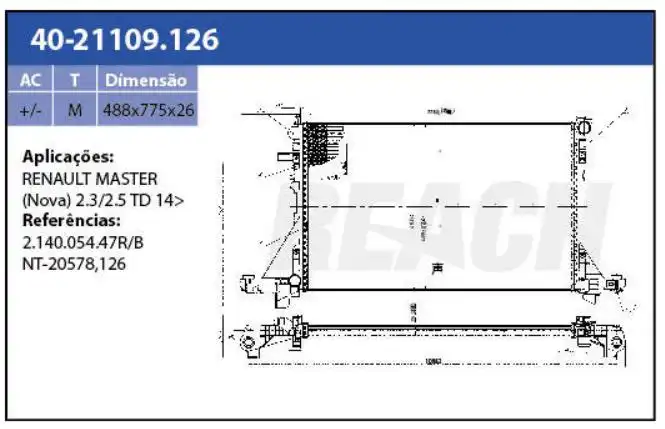 RADIADOR RENAULT MASTER 2.3 2013 EM DIANTE