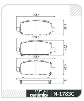 PASTILHA FREIO TRASEIRA HONDA ACCORD 2013/ CERAMICA