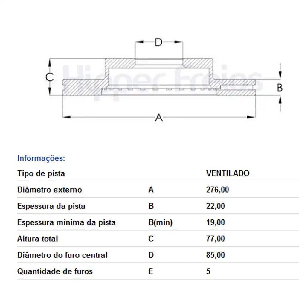 DISCO FREIO DIANTEIRO SPRINTER 310 1995 A 2000