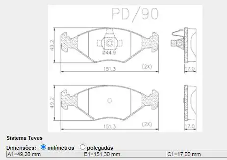 PASTILHA FREIO DIANTEIRA FIAT PALIO 1.0 1.4 2009/
