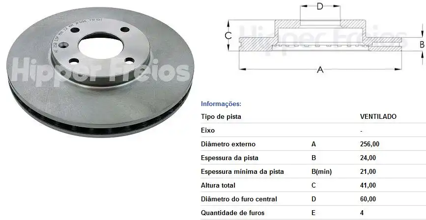 DISCO FREIO DIANTEIRO ASTRA 1.8 8V 1999 A 2005 VENTILADO
