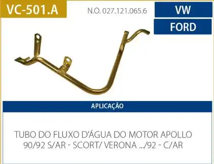 TUBO REFRIGERACAO MOTOR ESCORT 1.8 1990 A 1992 AP SEM AR