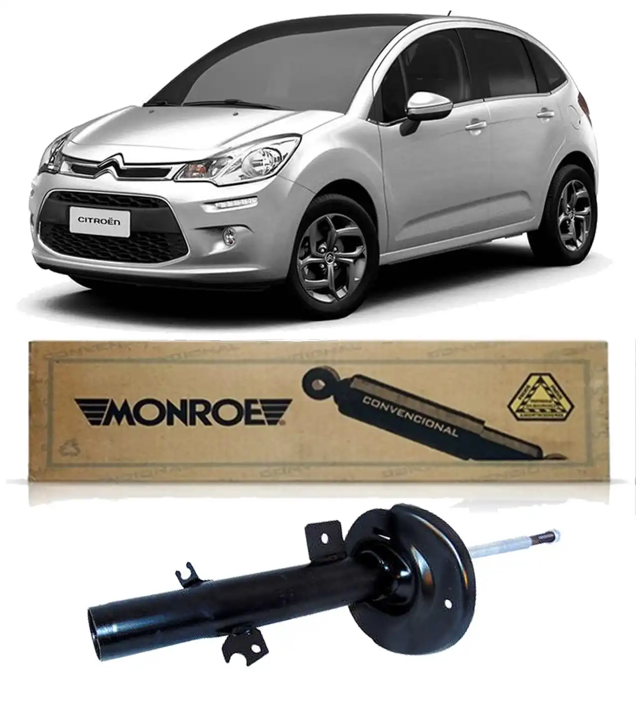 AMORTECEDOR DIANTEIRO CITROEN C3 2013 A 2021 ESQUERDO MANUAL