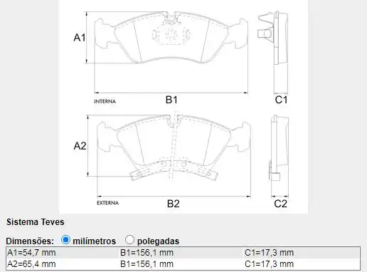 PASTILHA FREIO DIANTEIRA MERIVA 1.8 1.4 8V 2010/ ARO 14