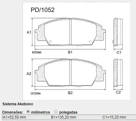 PASTILHA FREIO DIANTEIRA NEW CIVIC SI 2.0 16V 2007 A 2012