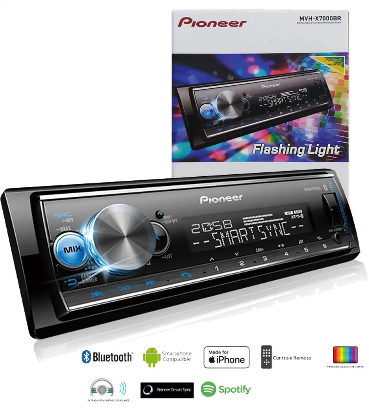 APARELHO SOM RADIO MEDIA RECEIVER PIONEER MVH-X7000BR USB