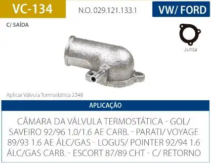 CAMARA VALVULA TERMOSTATICA GOL G1 1.0 1.6 TODOS CHT AE