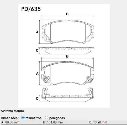 PASTILHA FREIO DIANTEIRA HYUNDAI TUCSON 2.0 2004/