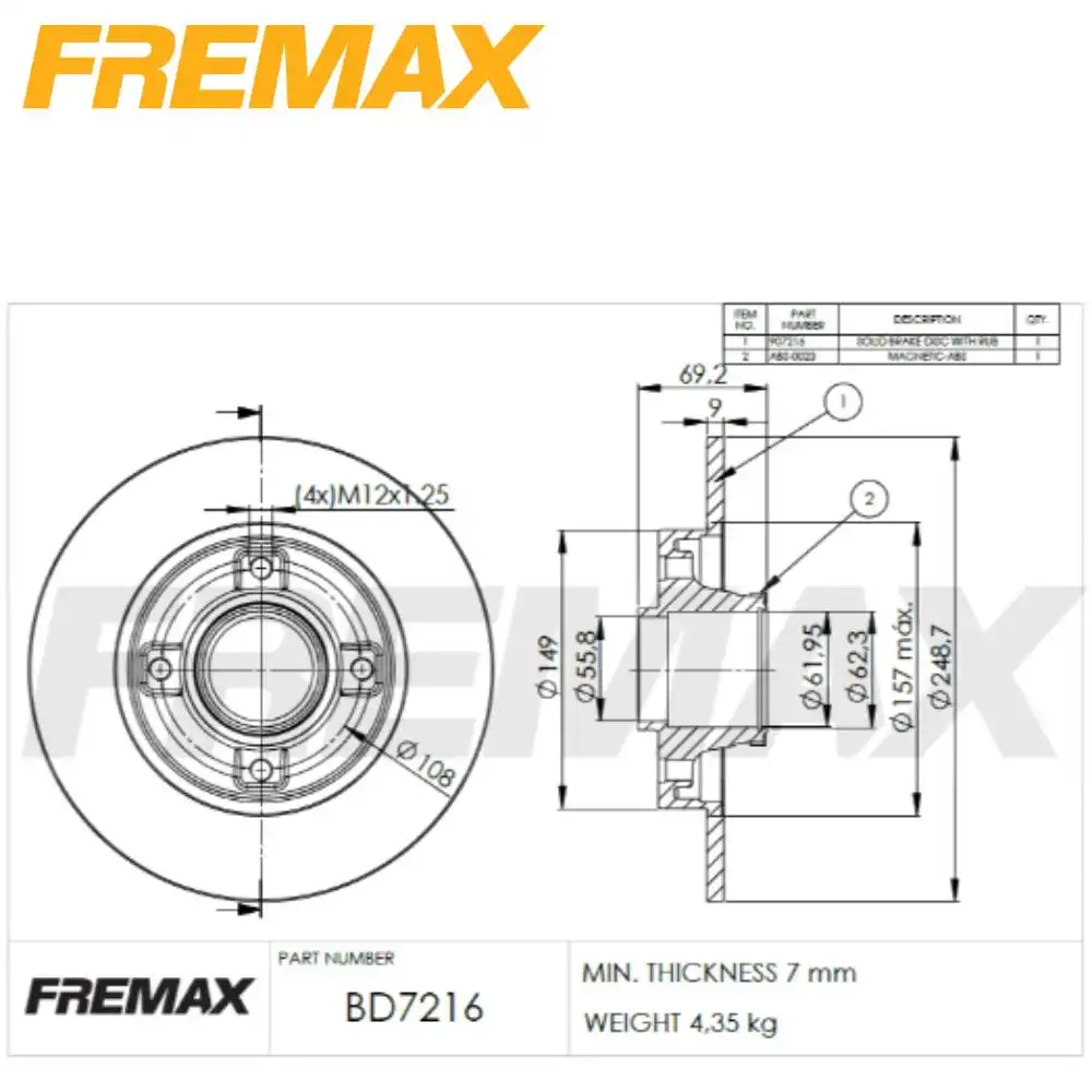 DISCO FREIO TRAS CITROEN C4 2.0 16V 2005 A 2015