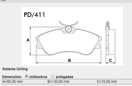 PASTILHA FREIO DIANTEIRA CITROEN XSARA 1.6 1.8 2.0 16V 2000/